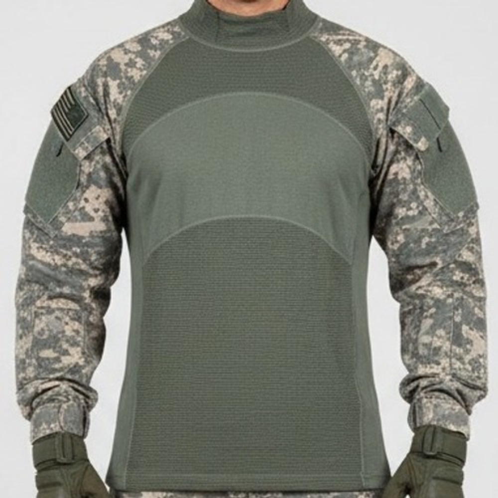 Massif Mountain Gear Shirt Mens Sz M Green Camo Army Combat Soldier‎ Performance